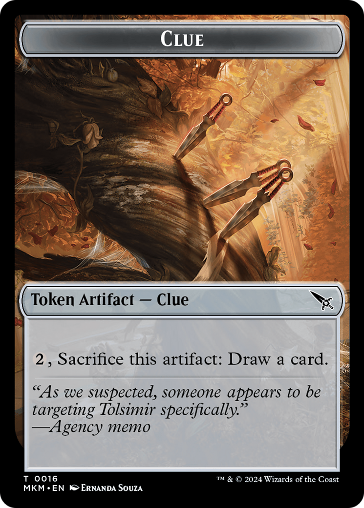 {T} Clue (0016) // A 0043 Double-Sided Token [Murders at Karlov Manor Tokens][TMKM 16//43]