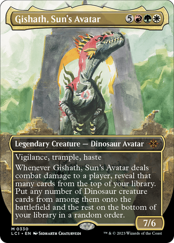 {@R} Gishath, Sun's Avatar (Borderless) [The Lost Caverns of Ixalan][LCI 330]