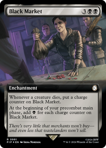 {R} Black Market (Extended Art) (Surge Foil) [Fallout][PIP 991]