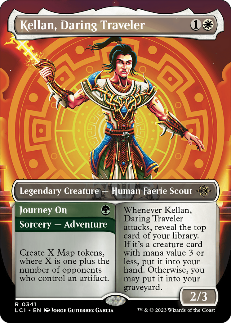 {@R} Kellan, Daring Traveler (Borderless) [The Lost Caverns of Ixalan][LCI 341]