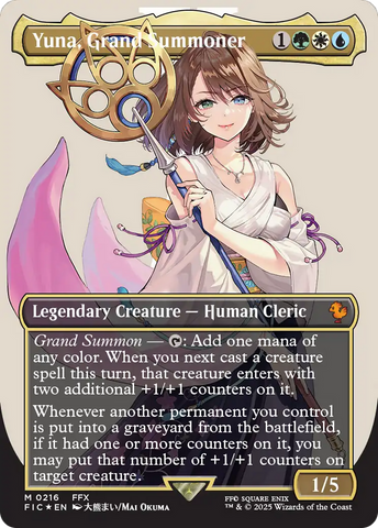 {R} Yuna, Grand Summoner (Borderless) (Surge Foil) [FINAL FANTASY Commander][FIC 216]