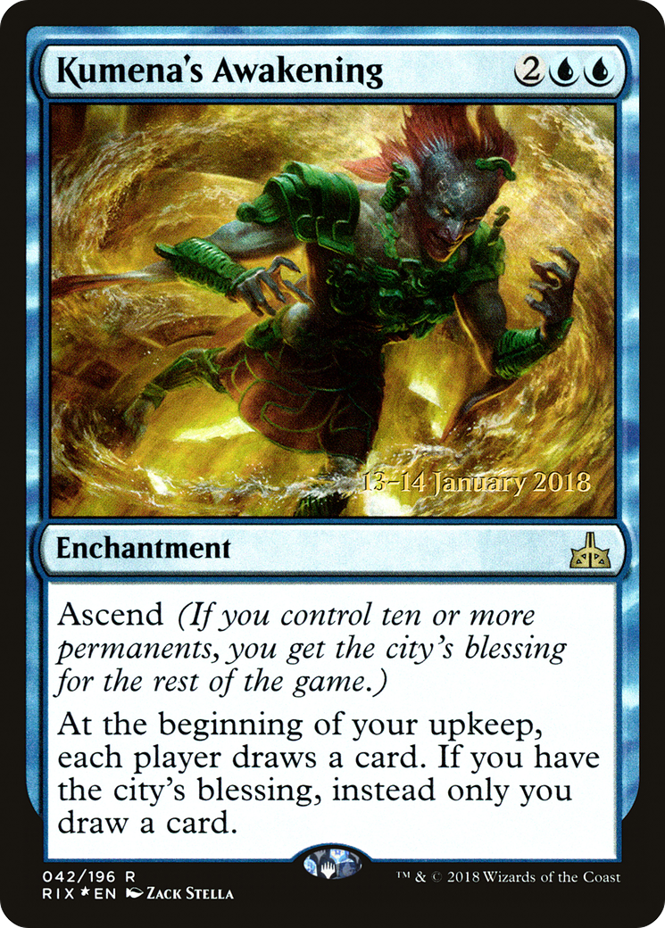 {R} Kumena's Awakening [Rivals of Ixalan Prerelease Promos][PR RIX 042]