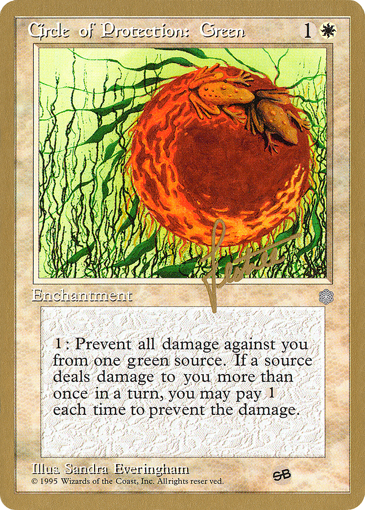 {C} Circle of Protection: Green (Bertrand Lestree) (SB) (ICE) [Pro Tour Collector Set][GB PTC BL14SB]
