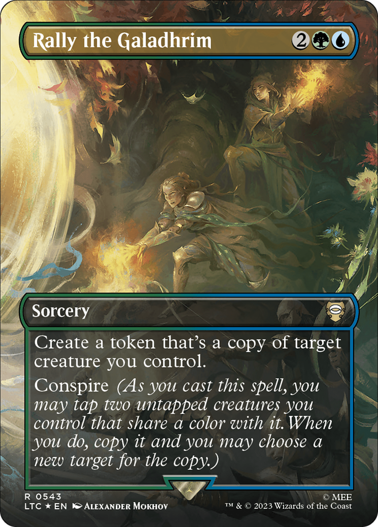 {R} Rally the Galadhrim (Borderless) (Surge Foil) [The Lord of the Rings: Tales of Middle-Earth Commander][LTC 543]