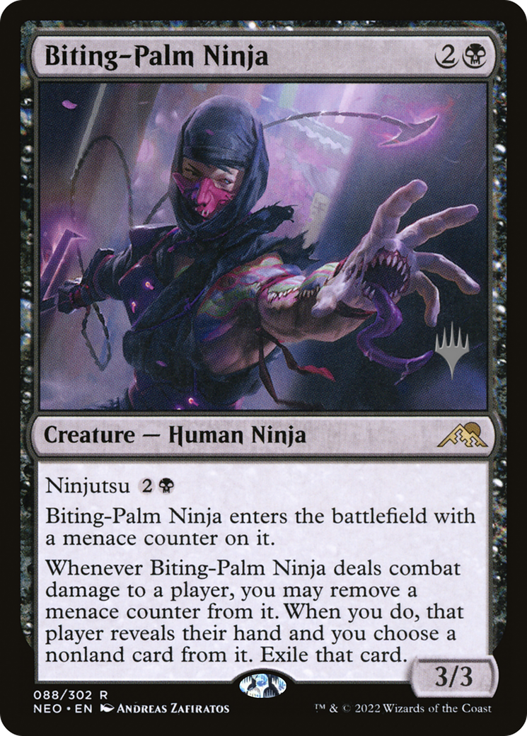 {R} Biting-Palm Ninja (Promo Pack) [Kamigawa: Neon Dynasty Promos][PP NEO 088]