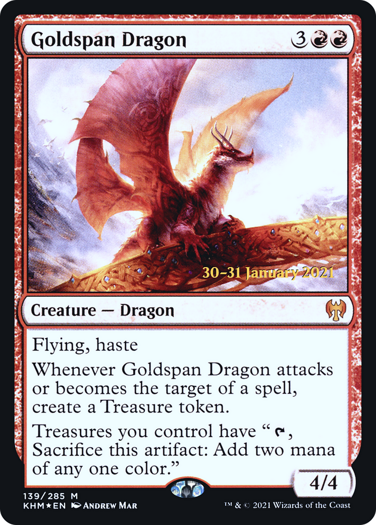 {R} Goldspan Dragon [Kaldheim Prerelease Promos][PR KHM 139]