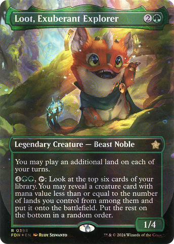 {@R} Loot, Exuberant Explorer (Borderless) (Mana Foil) [Foundations][FDN 398]