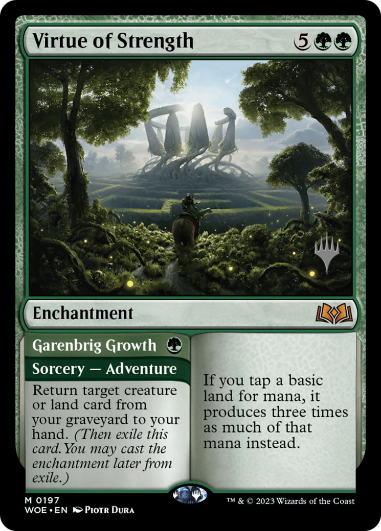 {@R} Virtue of Strength // Garenbrig Growth (Promo Pack) [Wilds of Eldraine Promos][PP WOE 197]