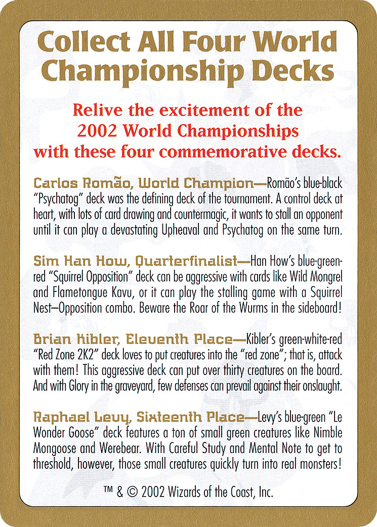 {C} 2002 World Championships Ad [World Championship Decks 2002][GB WC02 000]