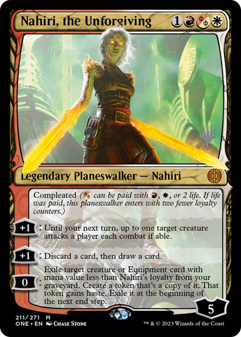 {R} Nahiri, the Unforgiving (Promo Pack) [Phyrexia: All Will Be One Promos][PP ONE 211]