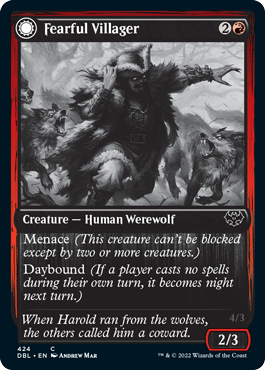 {C} Fearful Villager // Fearsome Werewolf [Innistrad: Double Feature][DBL 424]