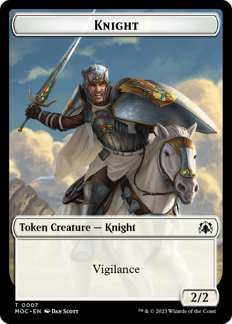 {T} Knight (7) // Spirit (14) Double-Sided Token [March of the Machine Commander Tokens][TMOC 007]