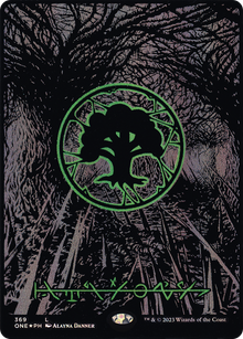 {B} Forest (369) (Oil Slick Raised Foil) [Phyrexia: All Will Be One][ONE 369]