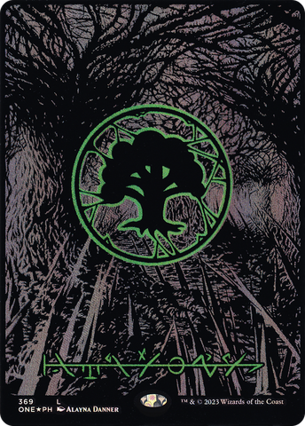 {B} Forest (369) (Oil Slick Raised Foil) [Phyrexia: All Will Be One][ONE 369]