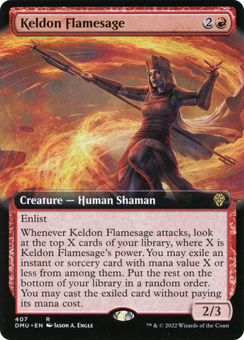 {R} Keldon Flamesage (Extended Art) [Dominaria United][DMU 407]