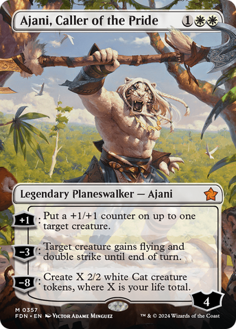 {@R} Ajani, Caller of the Pride (Borderless) [Foundations][FDN 357]