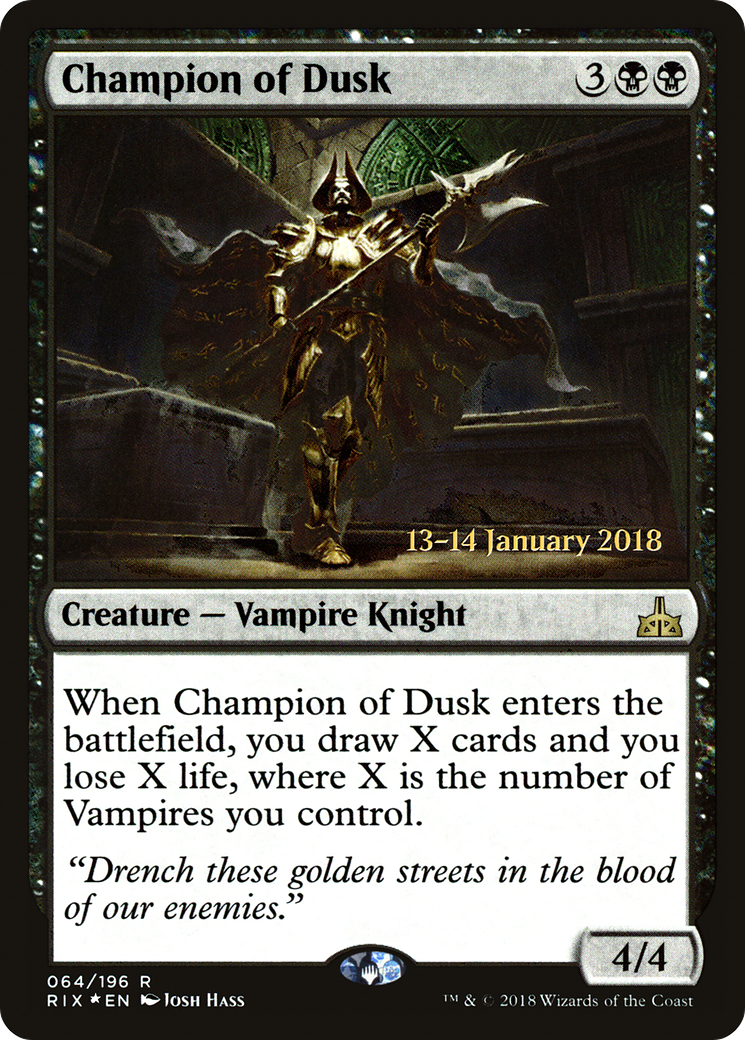 {R} Champion of Dusk [Rivals of Ixalan Prerelease Promos][PR RIX 064]