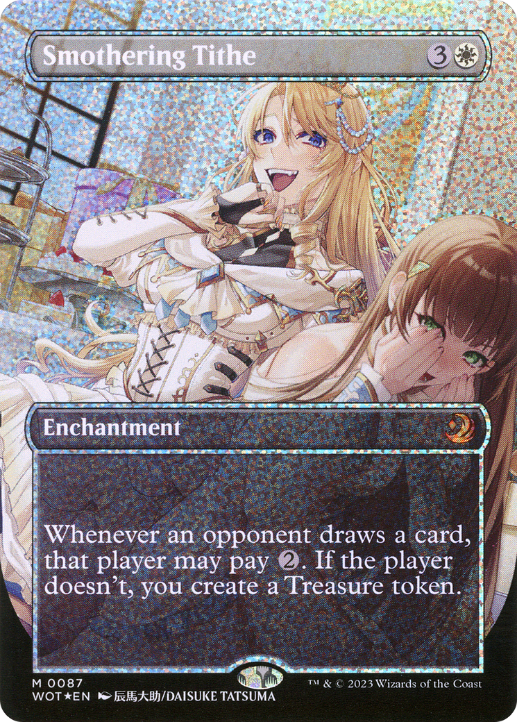 {R} Smothering Tithe (Anime Borderless) (Confetti Foil) [Wilds of Eldraine: Enchanting Tales][WOT 087]