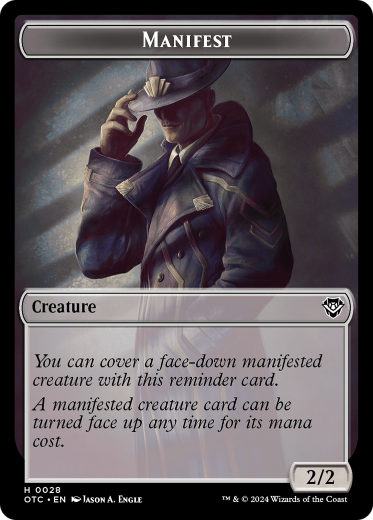 {T} Thopter // Manifest Double-Sided Token [Outlaws of Thunder Junction Commander Tokens][TOTC 27//28]