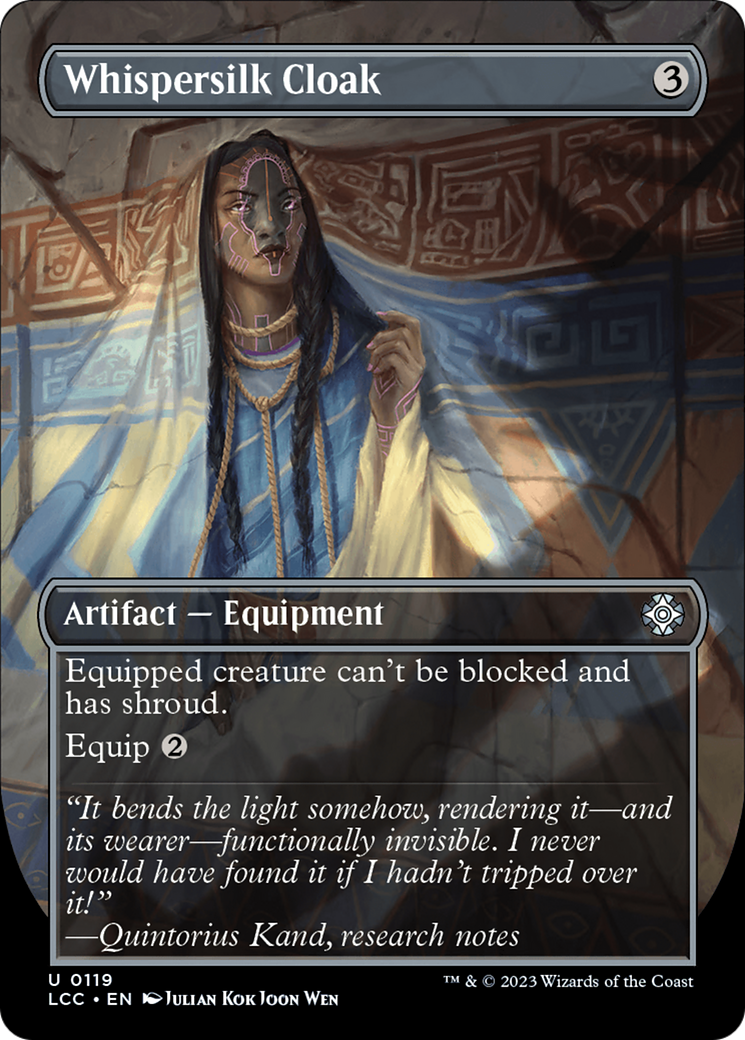 {C} Whispersilk Cloak (Borderless) [The Lost Caverns of Ixalan Commander][LCC 119]