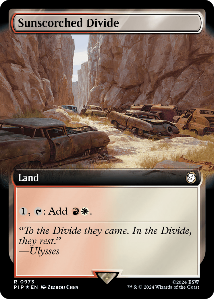 {R} Sunscorched Divide (Extended Art) (Surge Foil) [Fallout][PIP 973]