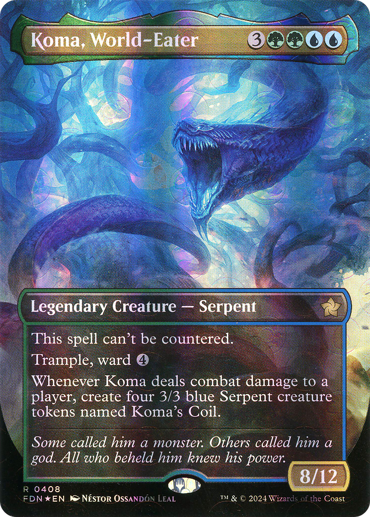 {@R} Koma, World-Eater (Borderless) (Mana Foil) [Foundations][FDN 408]