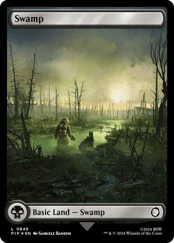 {B} Swamp (0849) (Surge Foil) [Fallout][PIP 849]