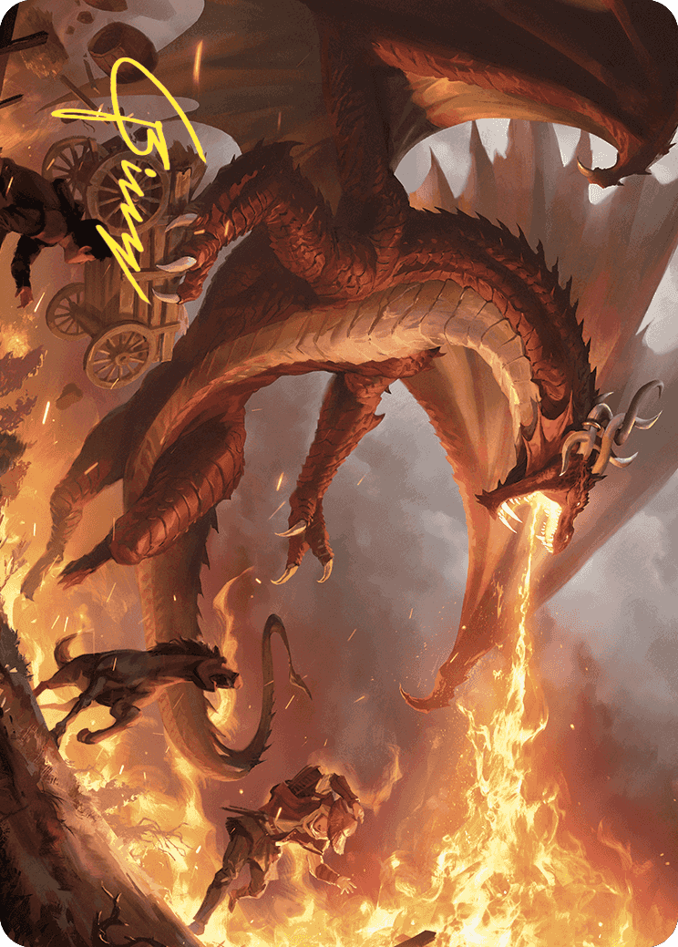 {A} Realm-Scorcher Hellkite Art Card (Gold-Stamped Signature) [Wilds of Eldraine Art Series][GS AWOE 019]