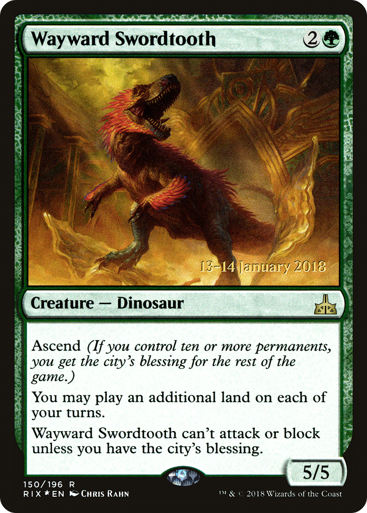 {R} Wayward Swordtooth [Rivals of Ixalan Prerelease Promos][PR RIX 150]