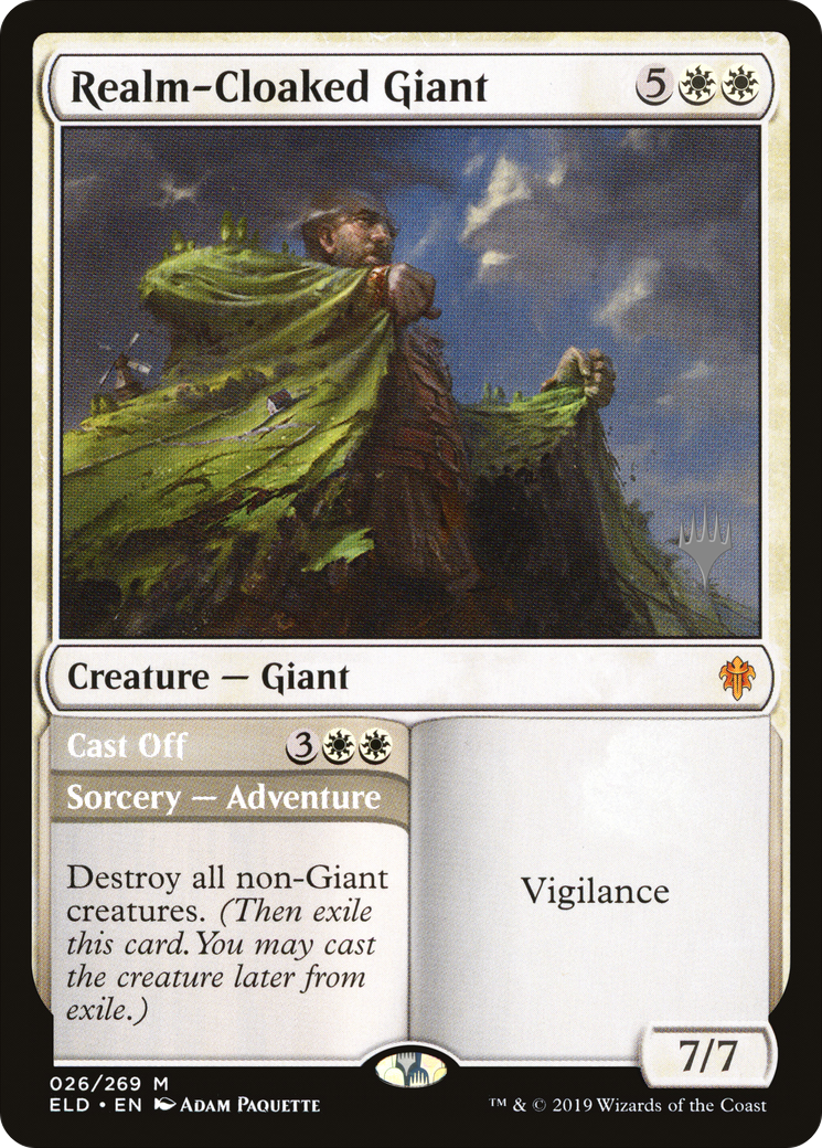 {R} Realm-Cloaked Giant // Cast Off (Promo Pack) [Throne of Eldraine Promos][PP ELD 026]