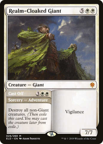 {R} Realm-Cloaked Giant // Cast Off (Promo Pack) [Throne of Eldraine Promos][PP ELD 026]