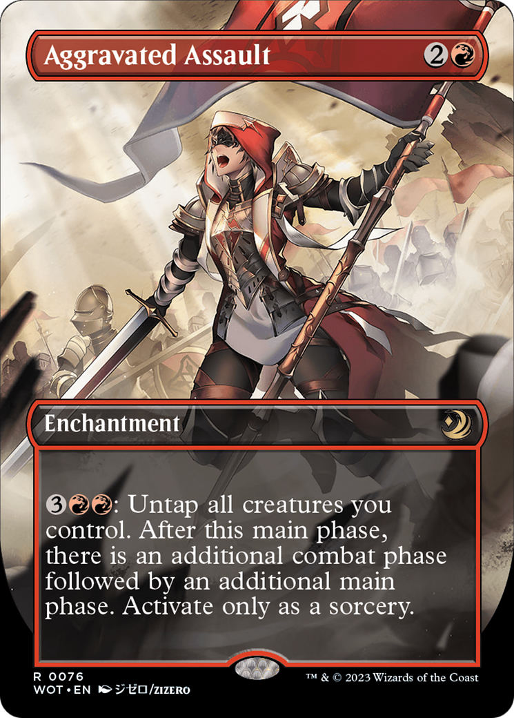 {R} Aggravated Assault (Anime Borderless) [Wilds of Eldraine: Enchanting Tales][WOT 076]