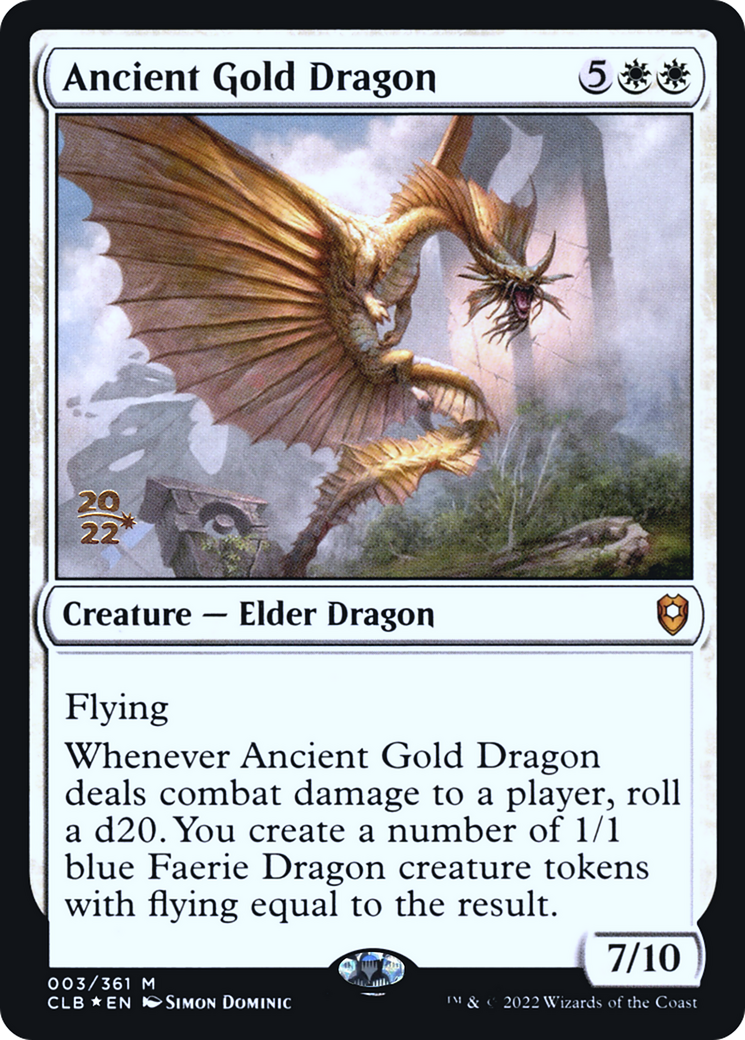 {R} Ancient Gold Dragon [Commander Legends: Battle for Baldur's Gate Prerelease Promos][PR CLB 003]