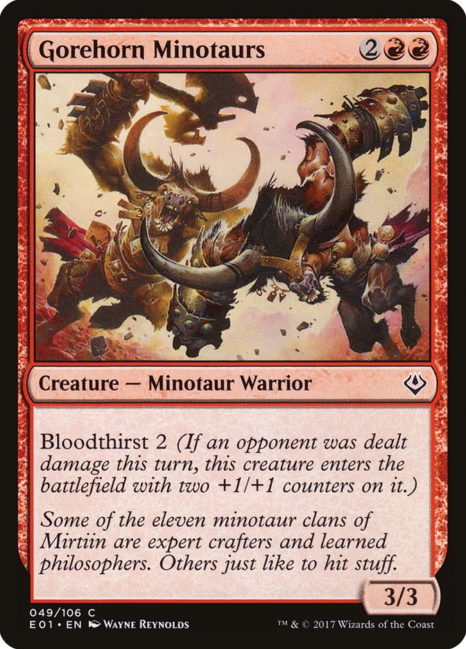 {C} Gorehorn Minotaurs [Archenemy: Nicol Bolas][E01 049]