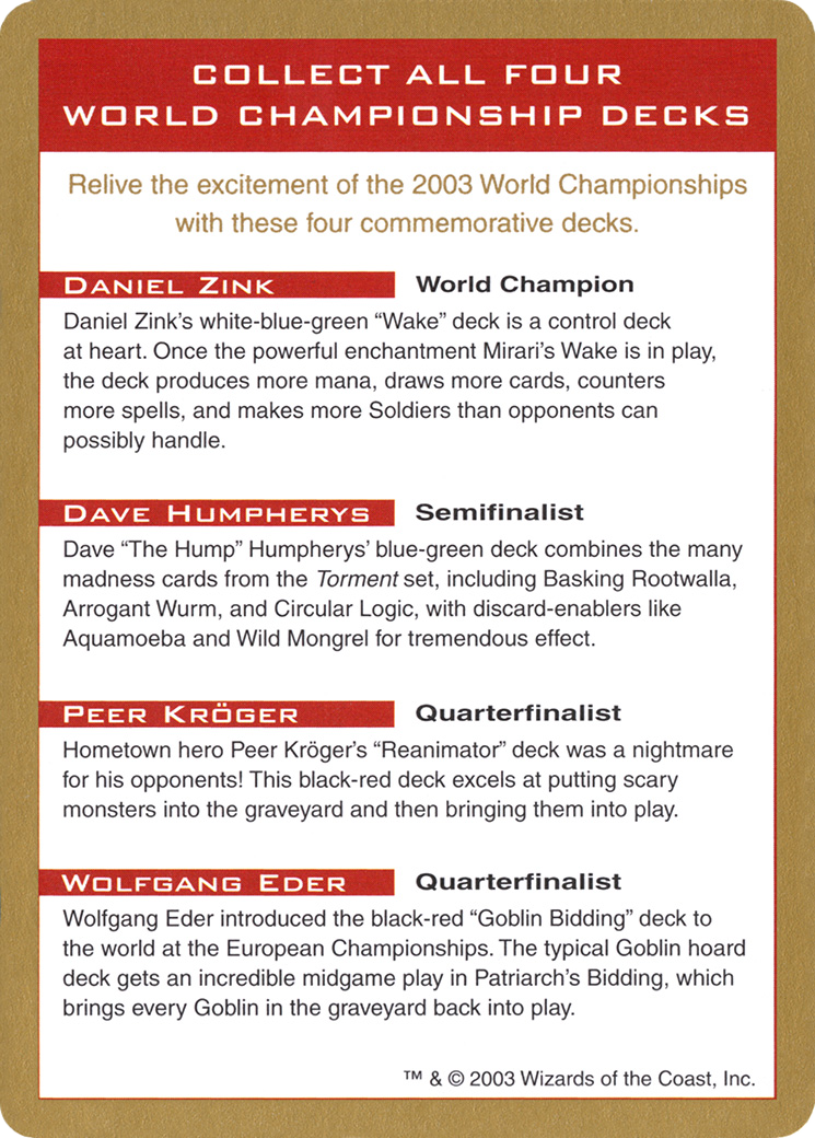 {C} 2003 World Championships Ad [World Championship Decks 2003][GB WC03 000]