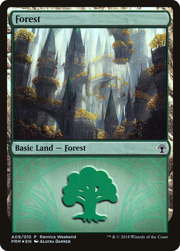 {B}[PA PRWK A09] Forest (A09) [Ravnica Allegiance Ravnica Weekend]