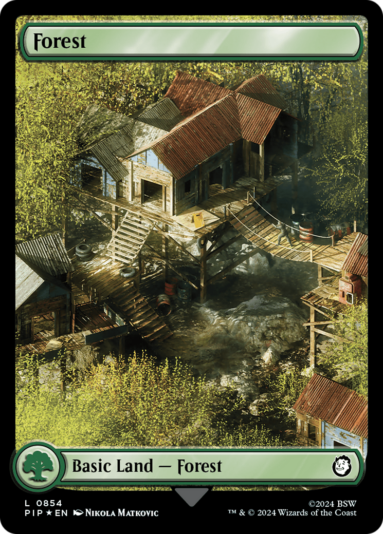 {B} Forest (0854) (Surge Foil) [Fallout][PIP 854]