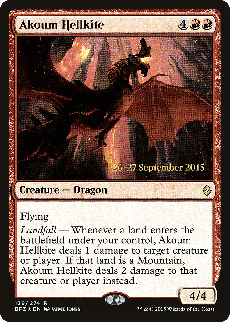 {R} Akoum Hellkite [Battle for Zendikar Prerelease Promos][PR BFZ 139]