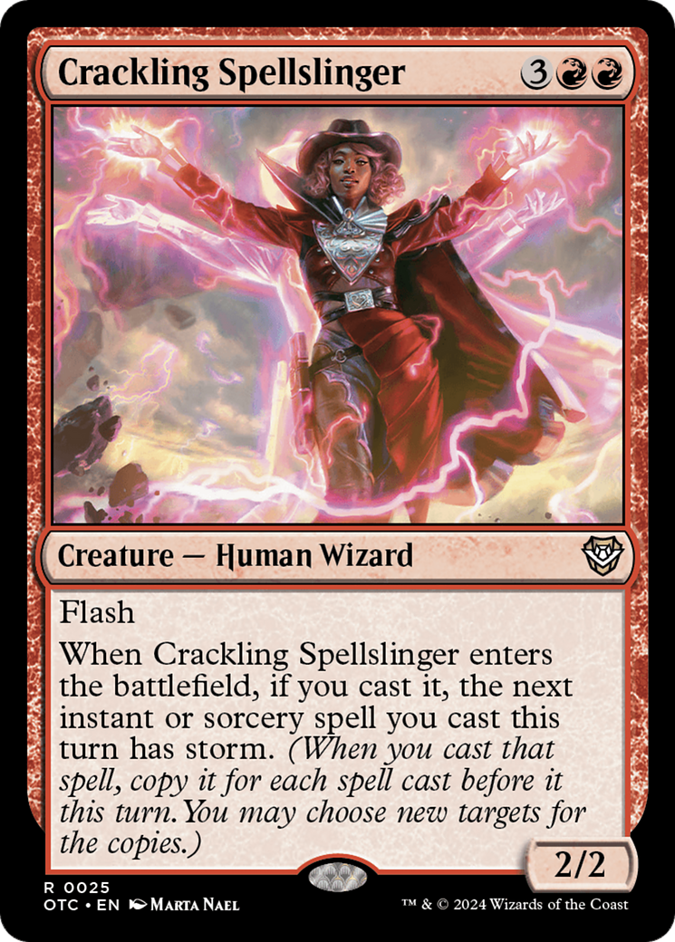 {R} Crackling Spellslinger [Outlaws of Thunder Junction Commander][OTC 025]