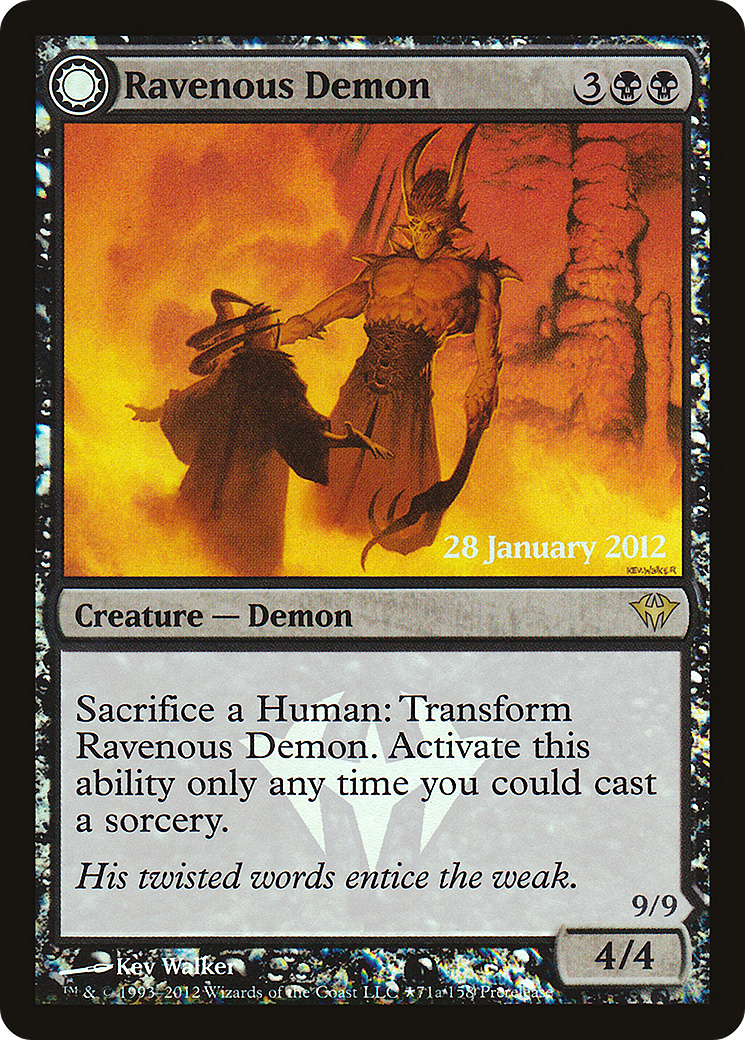 {R} Ravenous Demon // Archdemon of Greed [Dark Ascension Prerelease Promos][PR DKA 071]