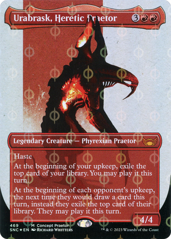 {R} Urabrask, Heretic Praetor (Borderless Concept Preators Step-and-Compleat Foil) [Streets of New Capenna][SNC 469]