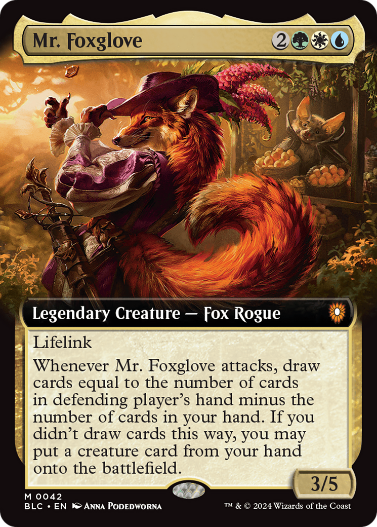 {R} Mr. Foxglove (Extended Art) [Bloomburrow Commander][BLC 042]