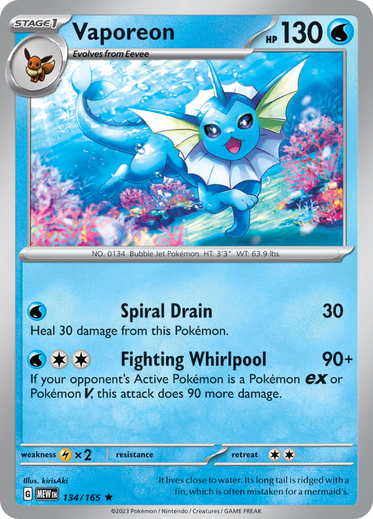[PKM-R] Vaporeon (134/165) [Scarlet & Violet: 151]