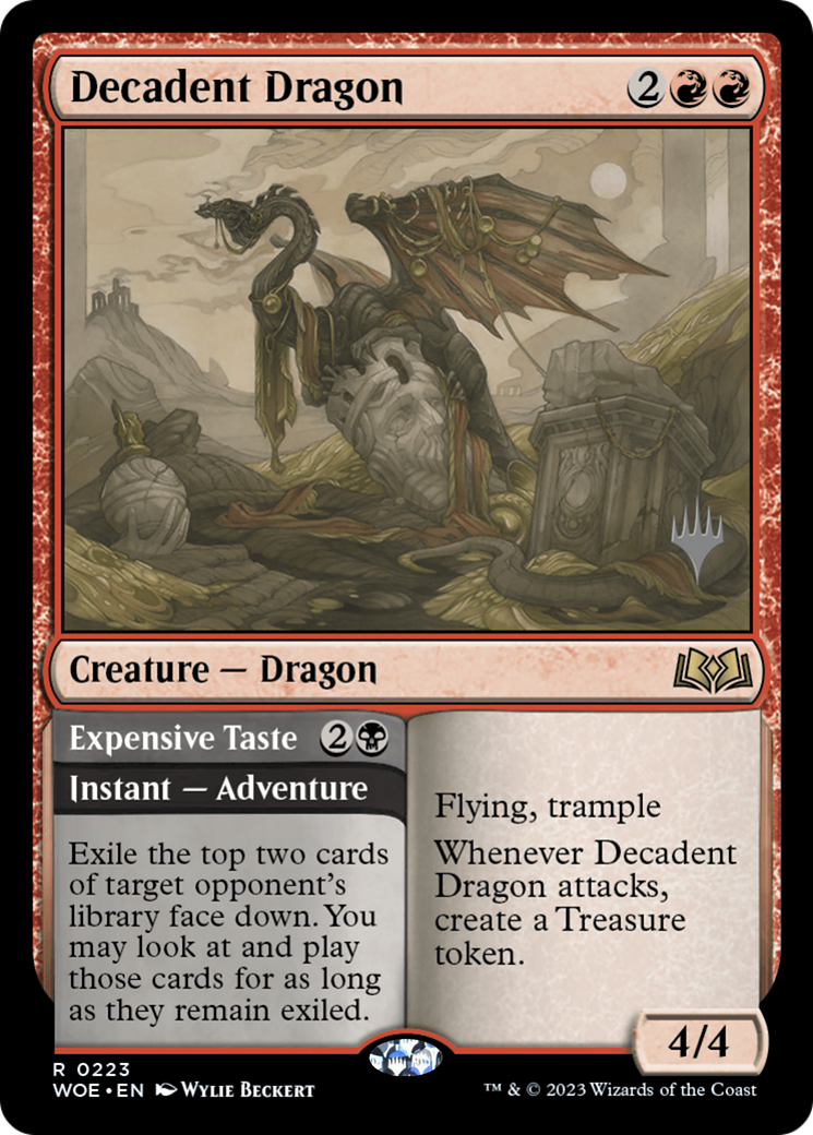 {@R} Decadent Dragon // Expensive Taste (Promo Pack) [Wilds of Eldraine Promos][PP WOE 223]