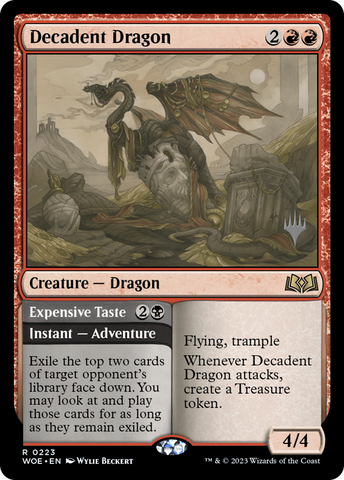 {@R} Decadent Dragon // Expensive Taste (Promo Pack) [Wilds of Eldraine Promos][PP WOE 223]