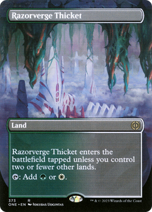 {R} Razorverge Thicket (Borderless Alternate Art) [Phyrexia: All Will Be One][ONE 373]