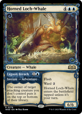 {@R} Horned Loch-Whale // Lagoon Breach (Showcase) [Wilds of Eldraine][WOE 278]