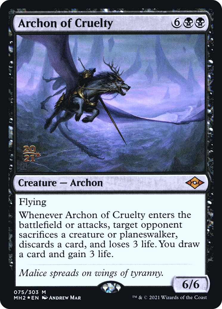 {R} Archon of Cruelty [Modern Horizons 2 Prerelease Promos][PR MH2 075]