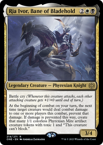 {R} Ria Ivor, Bane of Bladehold (Promo Pack) [Phyrexia: All Will Be One Promos][PP ONE 214]