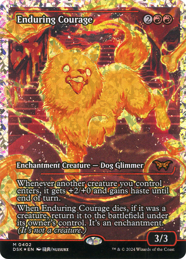 {@R} Enduring Courage (Japan Showcase) (Japanese - Fracture Foil) [Duskmourn: House of Horror][JP DSK 402]